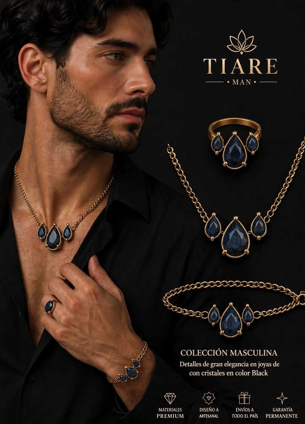 Tiare Man — set masculino cristal azul Montana